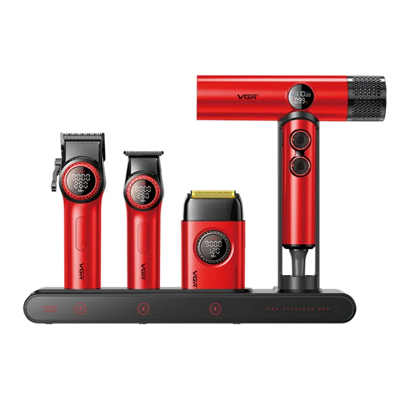 Zestaw do strzyżenia VGR VOYAGER Stepless Pro 4in1 - czerwony