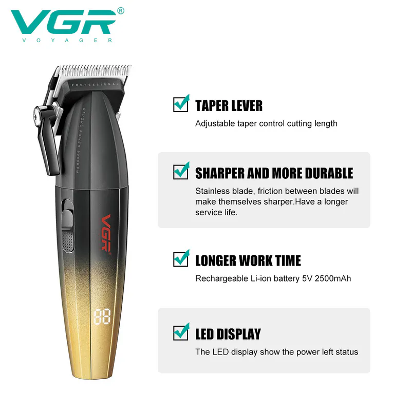 Maszynka do strzyżenia VGR VOYAGER V-003C Salon Series – złota - Zdjęcie 4