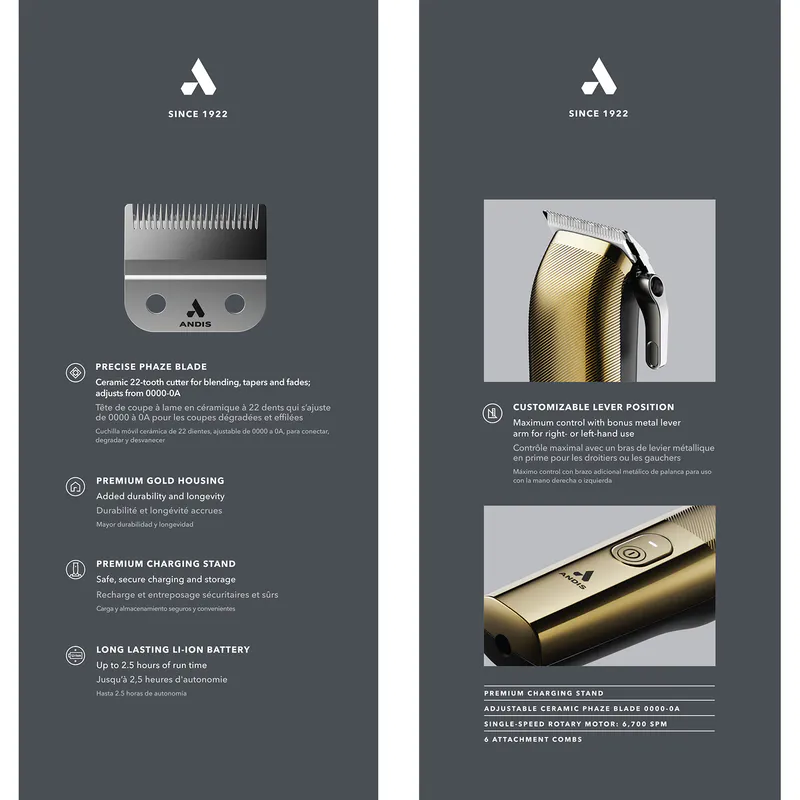 ANDIS Envy II - Gold - Zdjęcie 6