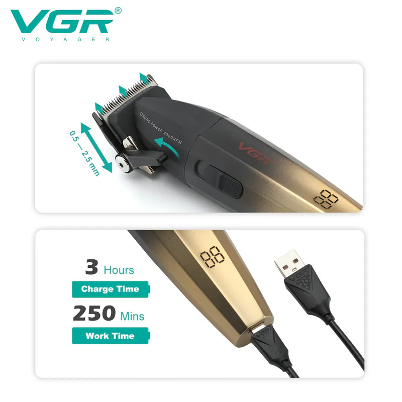 Maszynka do strzyżenia VGR VOYAGER V-003C Salon Series – złota - Zdjęcie 5