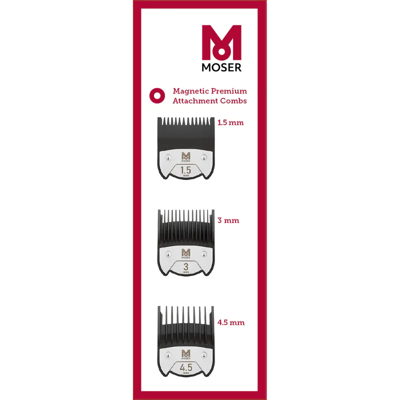 Wysokiej jakości grzebienie magnetyczne MOSER 1,5 mm, 3 mm i 4,5 mm - Zdjęcie 2